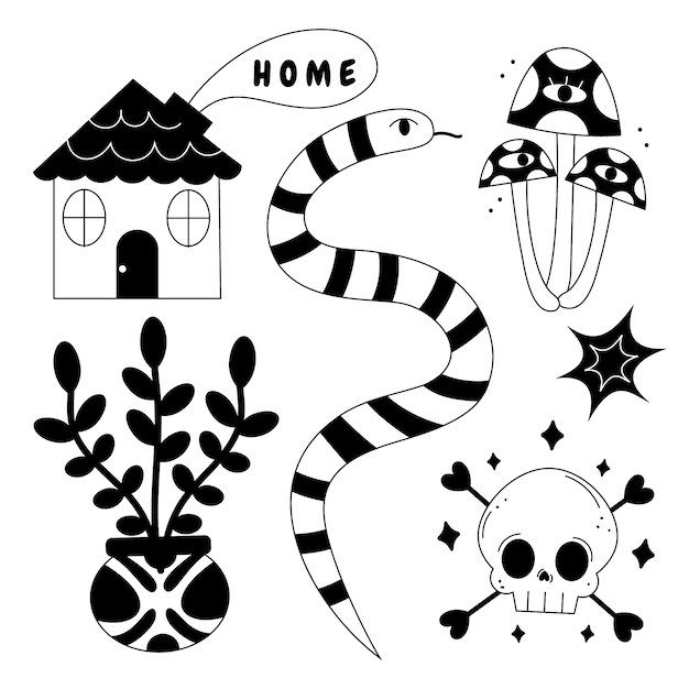 Illustratie van een minimalistische tatoeagecollectie