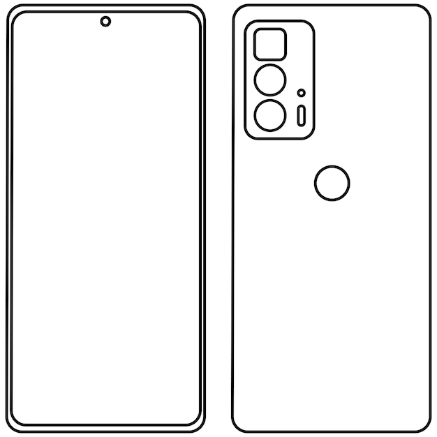 illustratie van een mobiele telefoon. Vector. Overzicht. Camera. Technologie. Grafische bron