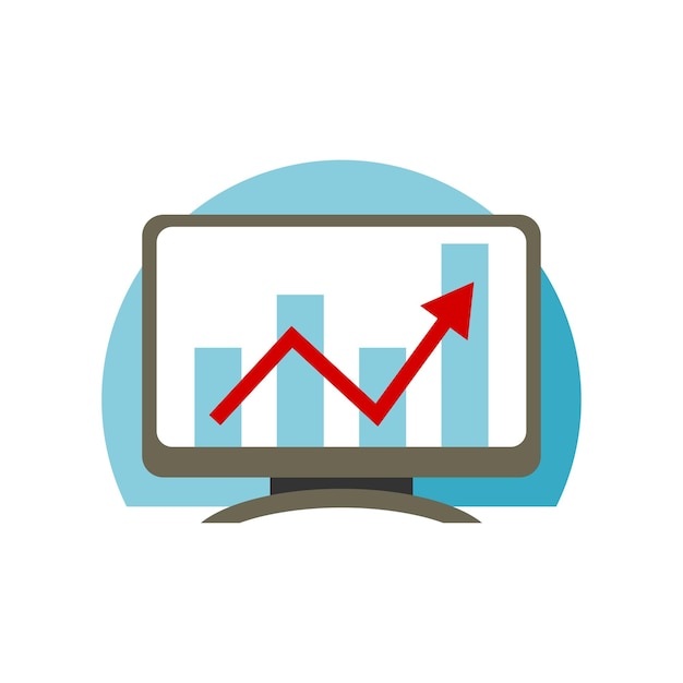 Illustratie van een monitor met zakelijke grafiek zakelijke thema vector illustratie