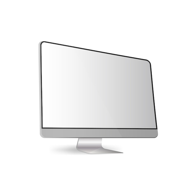 illustratie van een monitor. Moderne monitor met een licht metalen voet. Geïsoleerd op een witte achtergrond.