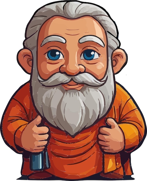 illustratie van een monnik oude man vectoren