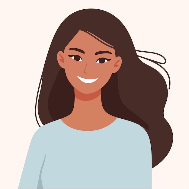 Illustratie van een mooie glimlachende vrouwelijke avatar