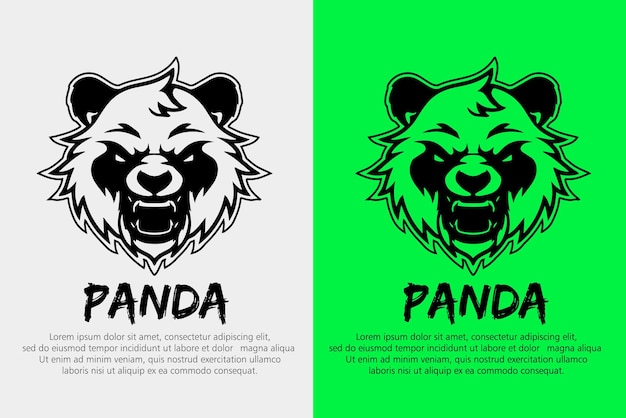 Illustratie van een panda brullend Panda-logo