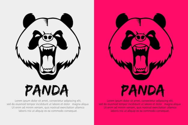 Illustratie van een panda brullend Panda-logo
