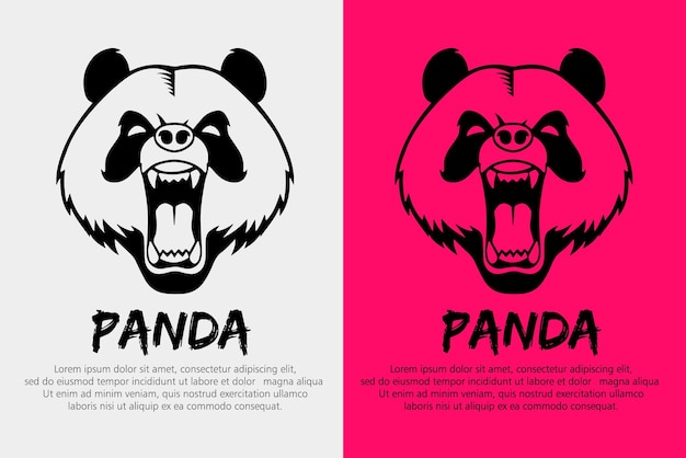 Illustratie van een panda brullend panda-logo