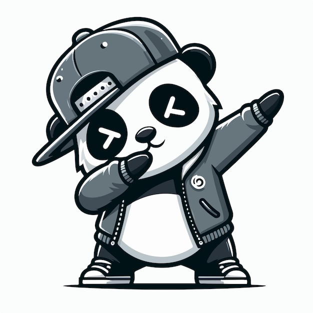 Vector illustratie van een panda in een schattige hoed