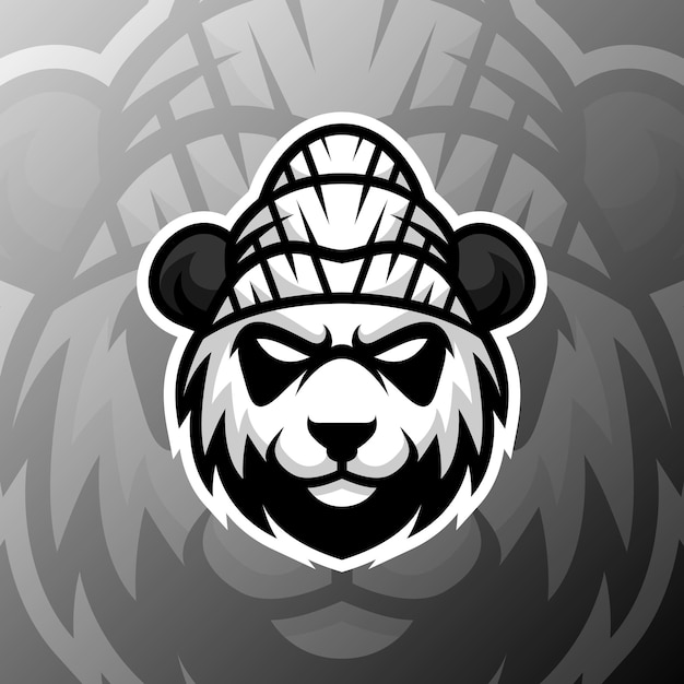 Vector illustratie van een panda in esport-logostijl