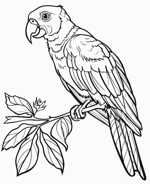 Illustratie van een papegaai Papegaai kleurboek