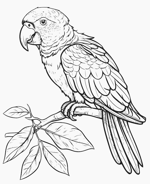 Illustratie van een papegaai Papegaai kleurboek