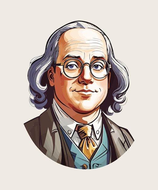 Illustratie van een portret van de Amerikaanse president Benjamin Franklin