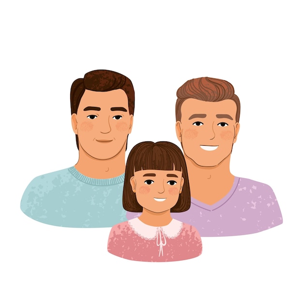 Illustratie van een portret van een LGBTQ-familie