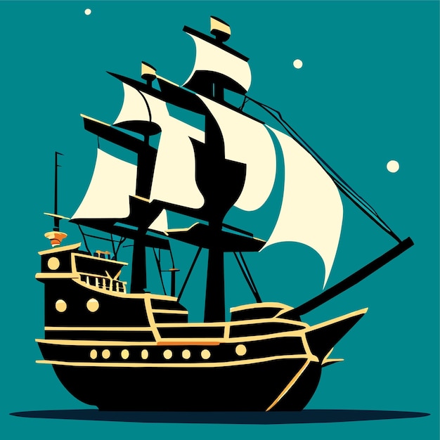 Vector illustratie van een realistisch piratenschip