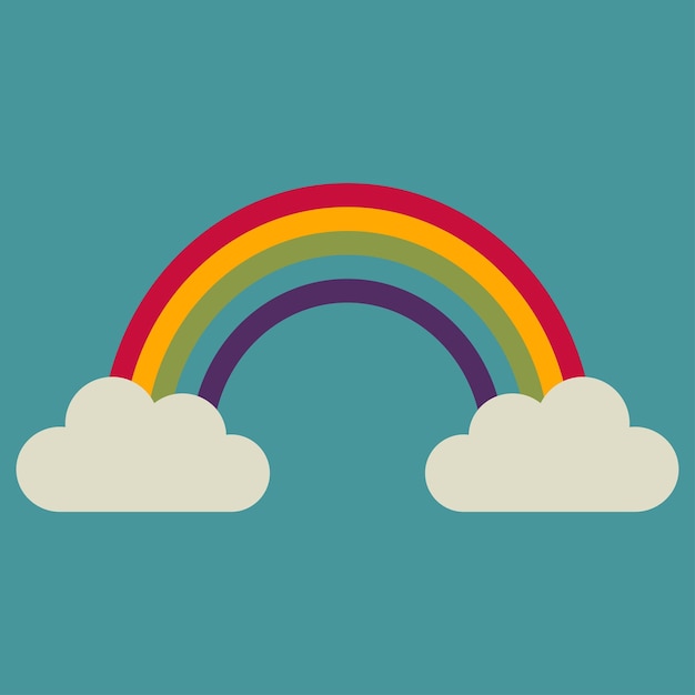 Illustratie van een regenboog en twee wolken Donkere tinten Vector afbeelding