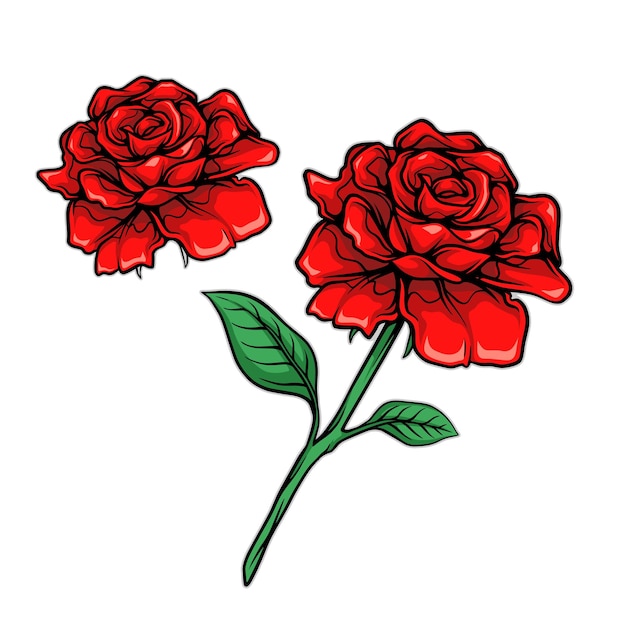 Illustratie van een rode roos. roos icoon. roos symbool