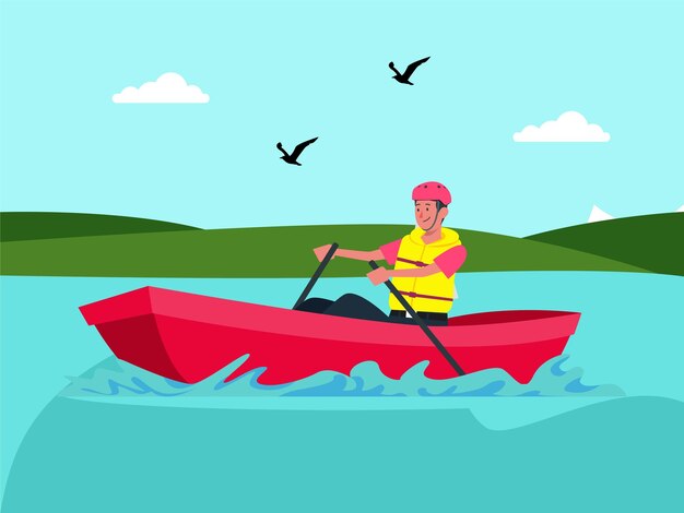 Illustratie van een roeibootconcept stijlvol en mooi