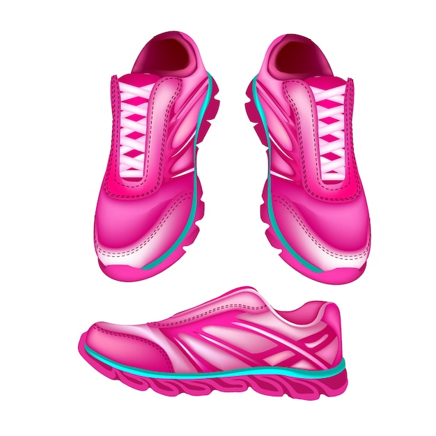 Illustratie van een roze sportschoenen en schoenen