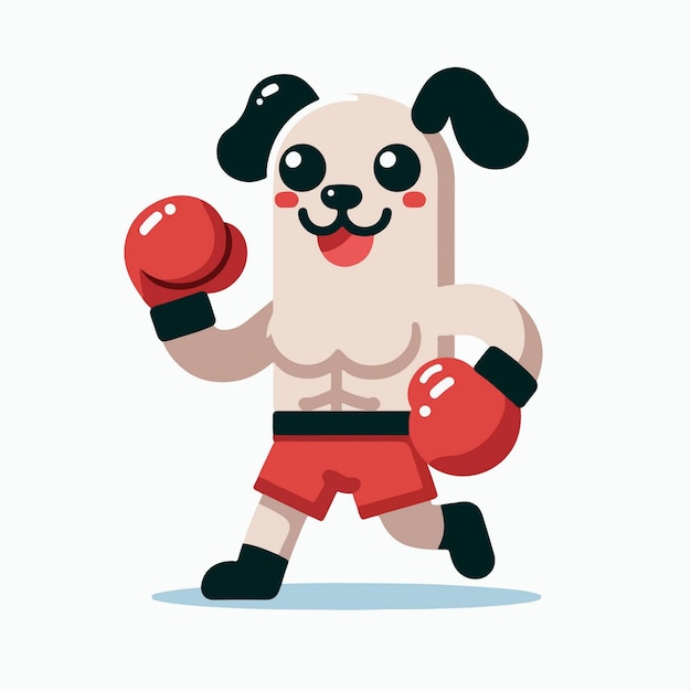 Vector illustratie van een schattig bokser personage met een gespierd lichaam ontworpen met behulp van een eenvoudige vector stijl