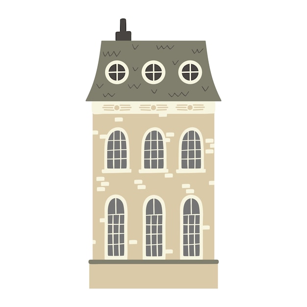 Vector illustratie van een schattig huis in een vlakke stijl minimalistische stad die op een witte achtergrond voortbouwt