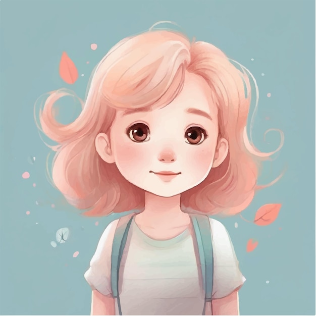 Vector illustratie van een schattig meisje met roze haar illustratie in anime stijl