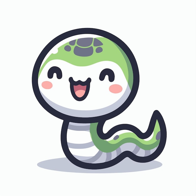 illustratie van een schattig slang dier staan en glimlachen plat en vector ontwerp