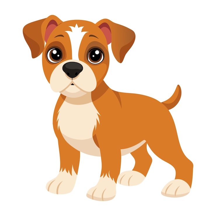 Vector illustratie van een schattige baby-boxerhond die geïsoleerd is