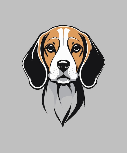 Illustratie van een schattige beagle geïsoleerd op een grijze achtergrond