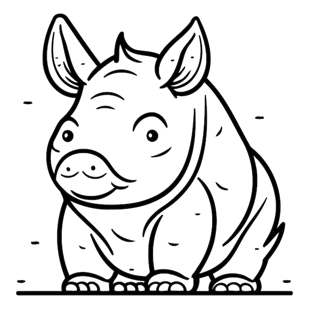 Illustratie van een schattige cartoon neushoorn Vector illustratie