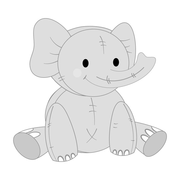 Vector illustratie van een schattige grijze olifant. speelgoed voor kinderen.