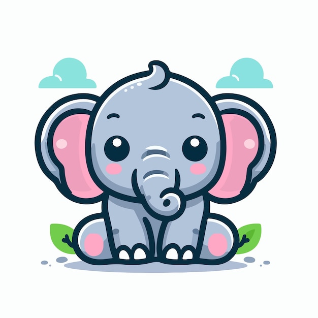 Vector illustratie van een schattige olifant