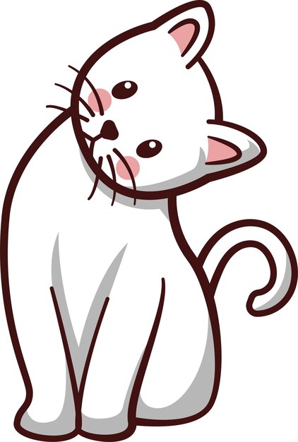 illustratie van een schattige witte kat vector illustratie op een witte achtergrond