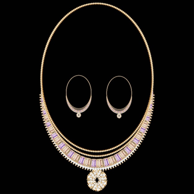 Vector illustratie van een set sieraden ketting en oorbellen voor bruiloft
