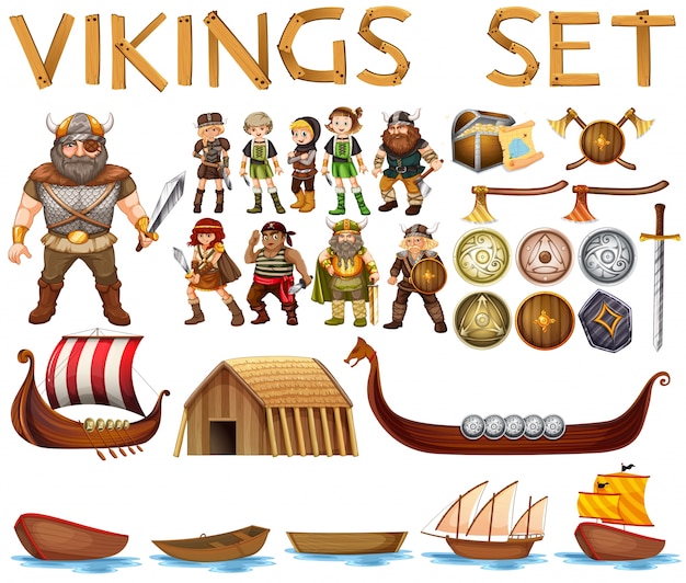 Illustratie van een set van vikingen