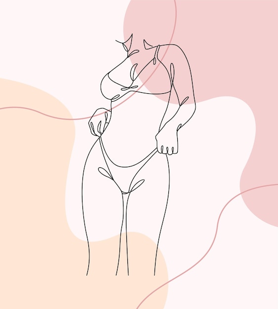Illustratie van een sexy vrouwelijk lichaam één lijnstijl c