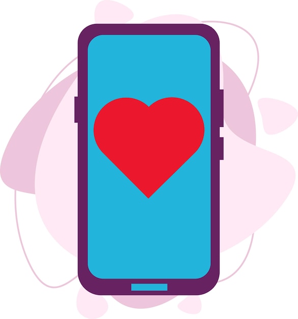 Illustratie van een smartphone met een hart, ontvangt een bericht op het scherm. het concept van sociale netwerken en mobiele apparaten.