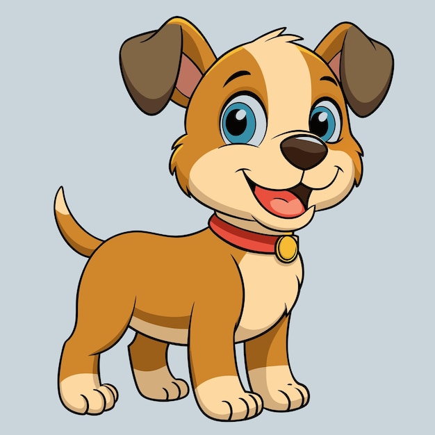 Illustratie van een speelse puppy uit een cartoon