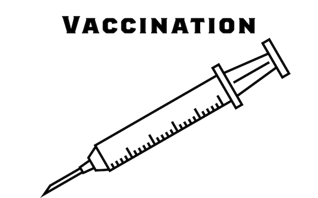 Illustratie van een spuit die wordt gebruikt voor vaccinatie