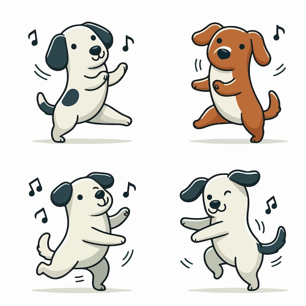 Illustratie van een stel honden die dansen in een cartoon vector stijl