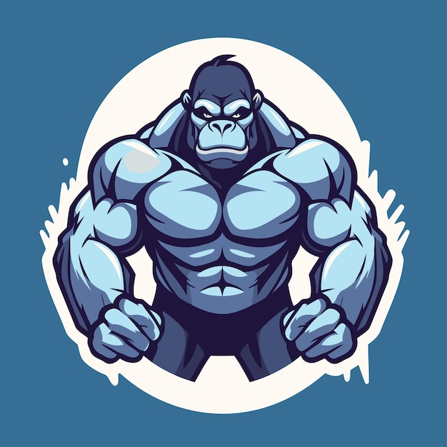 Illustratie van een sterke mannelijke gorilla bodybuilder met gekruiste armen