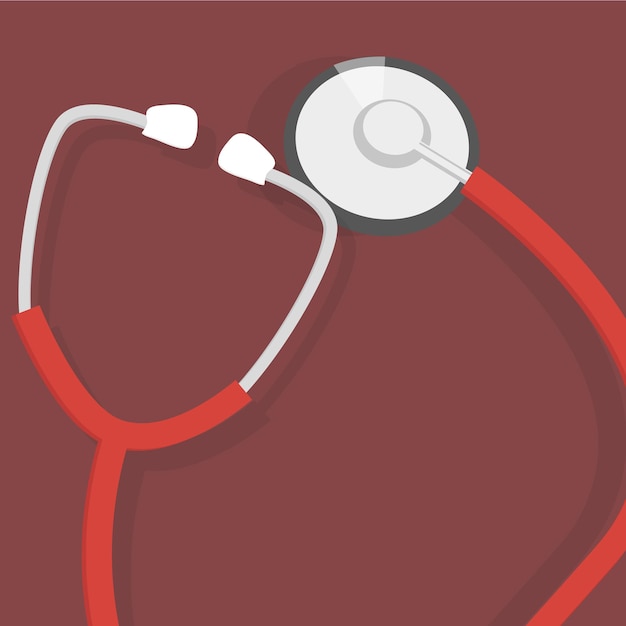 Vector illustratie van een stethoscoop met rode achtergrond in vectorbestand - plat ontwerp