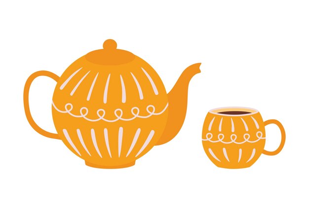 Vector illustratie van een theepot en een koffiekop