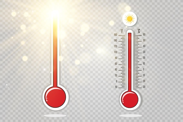 Illustratie van een thermometer voor het meten van klimatologische omstandigheden. thermometers voor warmte en koude.