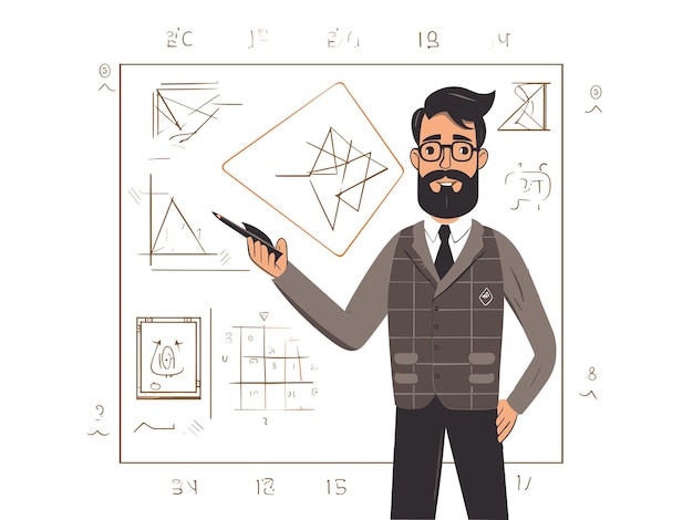 Illustratie van een toegewijde wiskundeleraar
