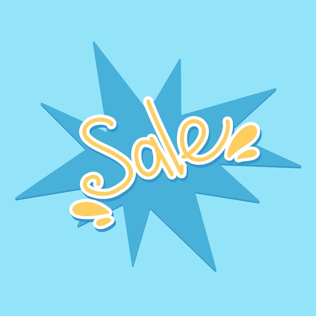 Illustratie van een verkoopteken in gele en blauwe kleuren op een becijferde bel