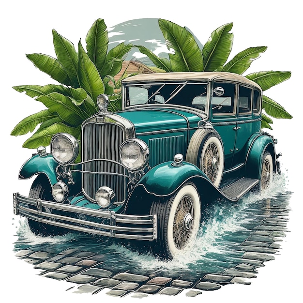 illustratie van een vintage klassieke auto
