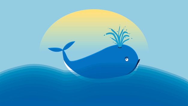 Vector illustratie van een walvis in de oceaan