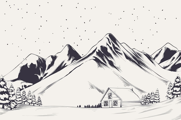 Illustratie van een winterlandschap