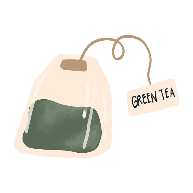Illustratie van een zak groene thee