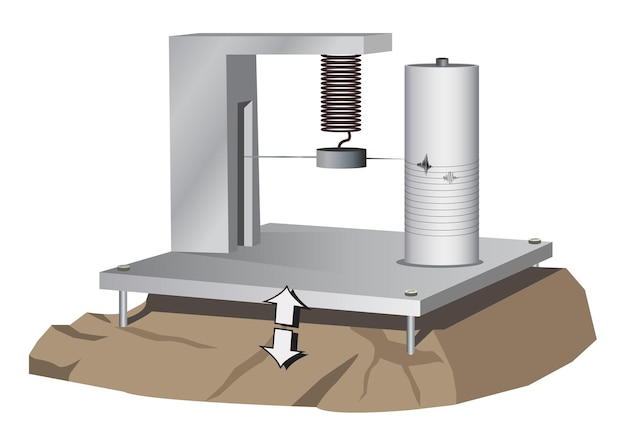 Illustratie van eenvoudig seismograafdiagram