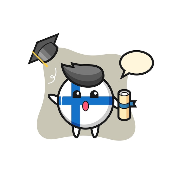 Illustratie van finland vlag badge cartoon gooien van de hoed bij afstuderen