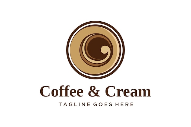 Illustratie van Flow-mix van koffie en room van bovenaf gezien logo-ontwerp